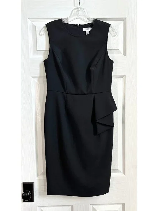 Gorgeous LOFT Black Dress with side peplum detail - Size 6 - Picture 1 of 5